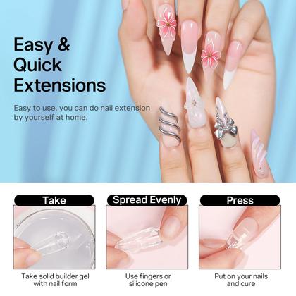 Imagem de Gel Solid Builder MIZHSE Clear 60 ml com kit de moldagem para unhas 60 g