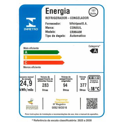 Imagem de Geladeira 2 Portas, 377 Litros, Frost Free CRM44MB Consul