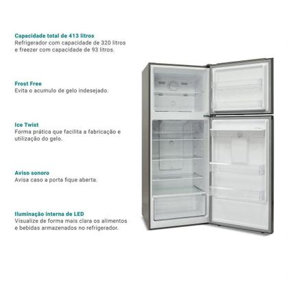Imagem de Geladeira 413L Philco Eco Inverter Duplex Inox PRF501TI 110V
