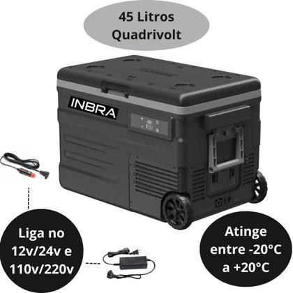 Imagem de Geladeira Automotiva Portátil Frigobar Com Rodas Para Caminhão 45 Litros Quadrivolt 12/24/110/220v Inbra Motorhome