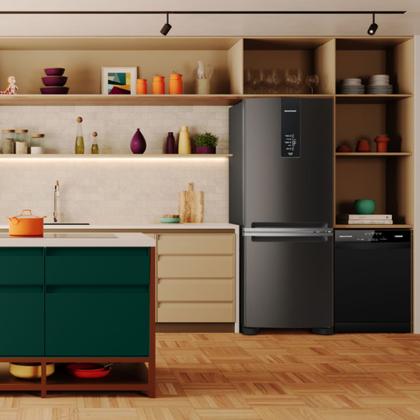 Imagem de Geladeira Brastemp Eclipse Duplex Smart Flow 447 Litros Inverse Preta 110V BRE57FEANA