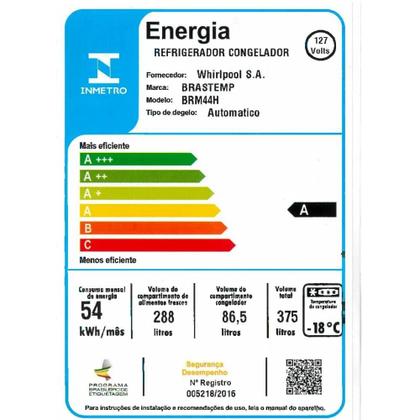 Imagem de Geladeira Brastemp Frost Free Duplex 375 litros Inox BRM44HK