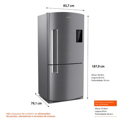 Imagem de Geladeira Brastemp Frost Free Inverse 588 Litros Cor Inox com Smart Bar - BRE85AK