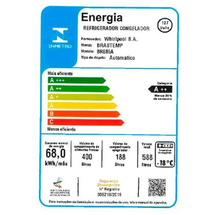 Imagem de Geladeira Brastemp Frost Free Inverse 588 Litros Cor Inox com Smart Bar - BRE85AK