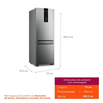 Imagem de Geladeira Brastemp Frost Free Inverse A+++ 479 Litros Cor Inox com Super Capacidade e Smart Flow - BRE58FK