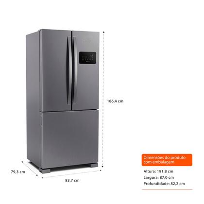 Geladeira Brastemp Frost Free Side Inverse 3 Portas A+++ 554 litros cor Inox - BRO85AK Imagem de Geladeira Brastemp Frost Free Side Inverse 3 Portas A+++ 554 litros cor Inox - BRO85AK