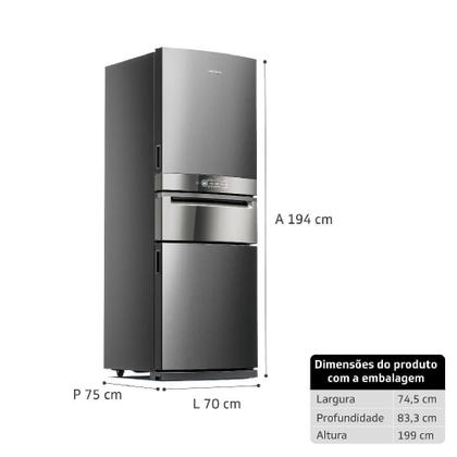 Imagem de Geladeira Brastemp Inverse 3 Frost Free 419 Litros Com Freeze Control Pro BRY59BK Inox 110V