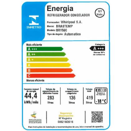 Imagem de Geladeira Brastemp Inverse 3 Frost Free 419 Litros Cor Inox com Freeze Control Pro - BRY59CK