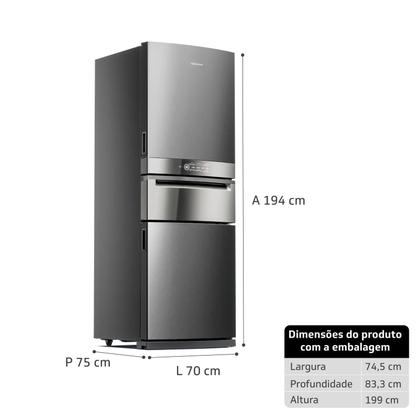 Imagem de Geladeira Brastemp Inverse 3 Frost Free 419 Litros Cor Inox com Freeze Control Pro - BRY59CK