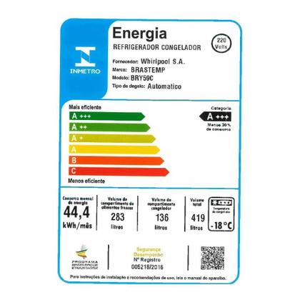 Imagem de Geladeira Brastemp Inverse 3 Frost Free 419 Litros Cor Preta com Freeze Control Pro - BRY59CE