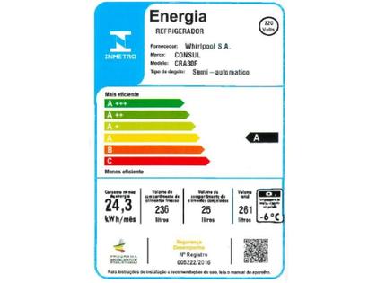 Imagem de Geladeira Consul 261 Litros Branca CRA30FB  220V
