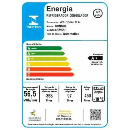 Imagem de Geladeira Consul CRM56FBANA 450 Litros Duplex Frost Free