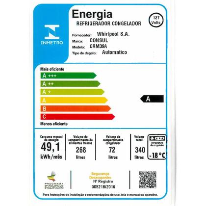 Imagem de Geladeira Consul Frost Free Duplex 340 litros com Prateleiras Altura Flex cor inox - CRM39AK