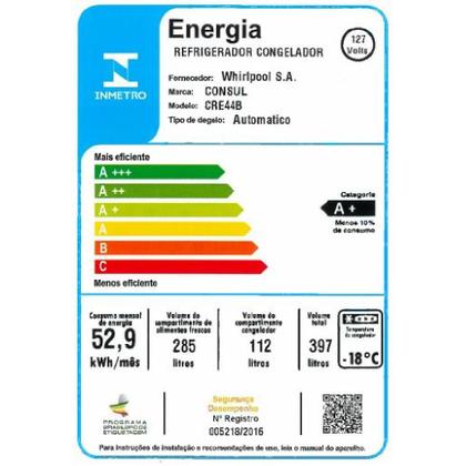 Imagem de Geladeira Consul Frost Free Duplex 397 litros Branca com freezer embaixo - CRE44BB