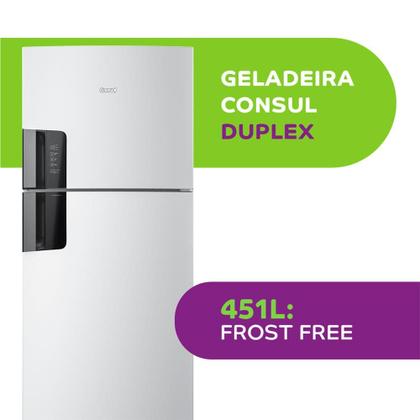 Geladeira Consul Frost Free Duplex com Espaço Flex e Painel Eletrônico Externo 451 litros cor Branca - CRM56FB Imagem de Geladeira Consul Frost Free Duplex com Espaço Flex e Painel Eletrônico Externo 451 litros cor Branca - CRM56FB