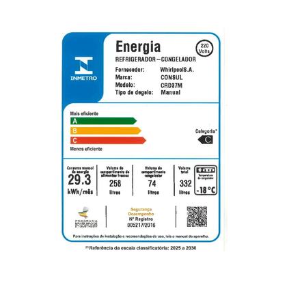 Imagem de Geladeira Cycle Defrost 332L Prateleiras Removíveis Branca Consul - CRD37MB