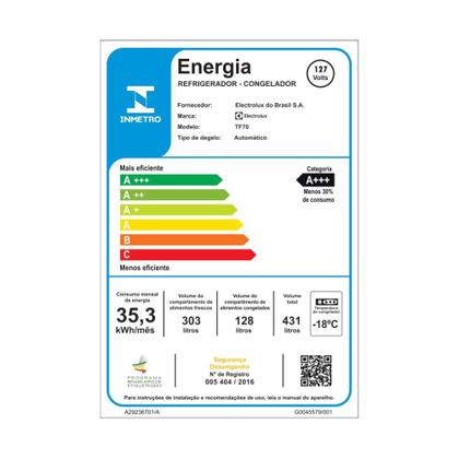Imagem de Geladeira Electrolux 431 Litros Frost Free TF70 Branca - 110V