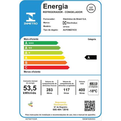 Geladeira Electrolux Frost Free 400L Efficient Turbo Freezer Duplex Inox Look (DFX44) Imagem de Geladeira Electrolux Frost Free 400L Efficient Turbo Freezer Duplex Inox Look (DFX44)