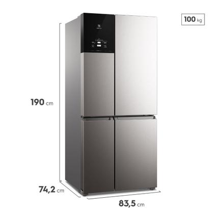 Imagem de Geladeira Electrolux Frost Free 581L Experience com FlexiSpace 4 Portas Cor Inox Look (IQ8S)