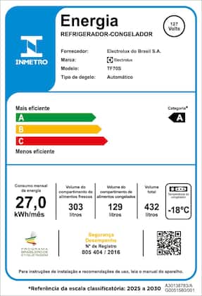 Imagem de Geladeira Electrolux Frost Free com AutoSense 432L Efficient Duplex Inox Look (TF70S)