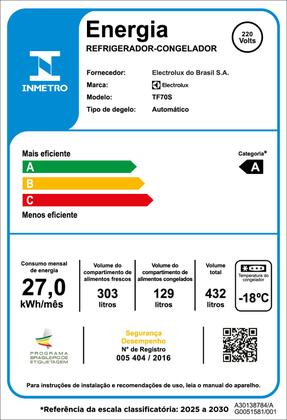 Imagem de Geladeira Electrolux Frost Free com AutoSense 432L Efficient Duplex Inox Look (TF70S)