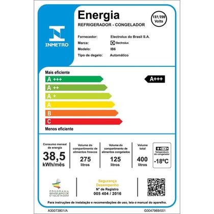 Imagem de Geladeira Electrolux Frost Free Inverter 400L Efficient AutoSense e Rapid Freeze Inverse Branca (IB6)