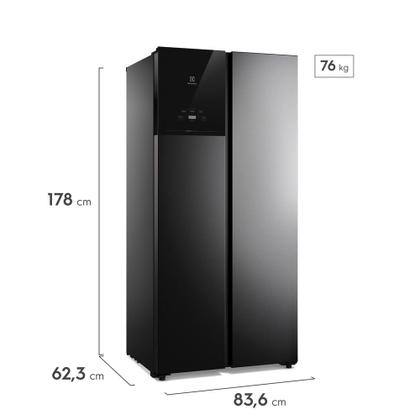 Imagem de Geladeira Electrolux Frost Free Inverter 431L AutoSense Bivolt Side by Side Black Inox Look (ES40B)