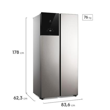 Imagem de Geladeira Electrolux Frost Free Inverter 431L AutoSense Bivolt Side by Side Cor Inox Look (ES40S)
