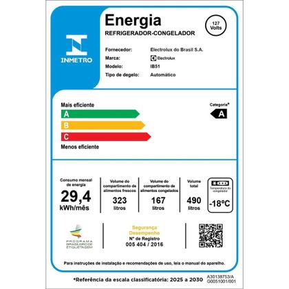 Imagem de Geladeira Electrolux Frost Free Inverter 490L Experience Inverse Branca (IB51)