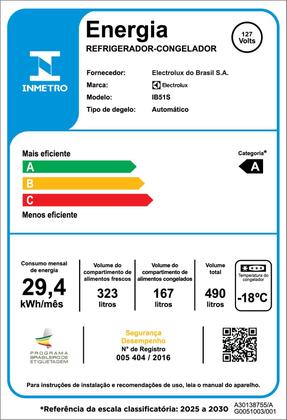 Imagem de Geladeira Electrolux Frost Free Inverter 490L Experience Inverse cor Inox Look (IB51S)