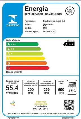 Imagem de Geladeira Electrolux Frost Free Inverter 590L AutoSense 3 Portas Cor Branca (IM8)