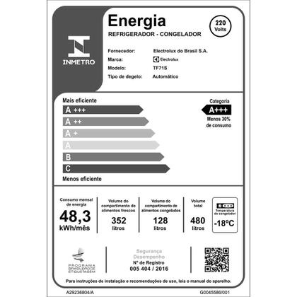 Imagem de Geladeira Electrolux Frost Free TF71S Duplex Efficient com AutoSense Look 480 Litros