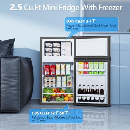 Imagem de Geladeira Elétrica Electactic Mini Frigorífico 2,5 Pés³ com Duas Portas