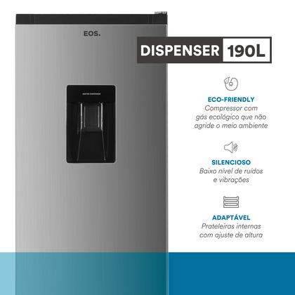 Imagem de Geladeira EOS 190 Litros com Dispenser de Água na Porta Inox ERV200S 220V