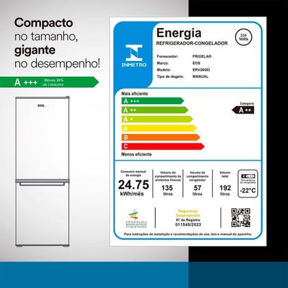 Imagem de Geladeira EOS 192 Litros Duplex Inverse Preto ERV260IDP 220V