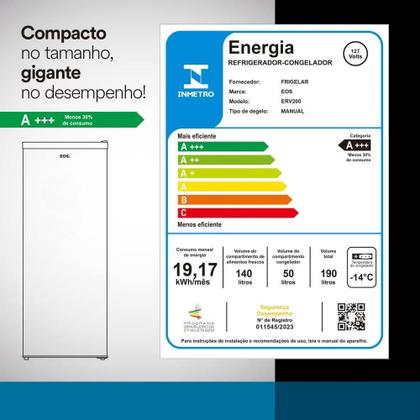 Imagem de Geladeira EOS 192 Litros Inox ERV201S 110V