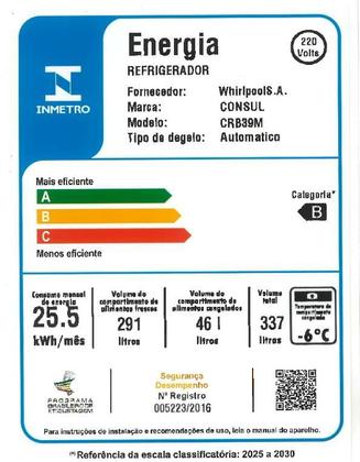 Imagem de Geladeira Frost Free 337 Litros Consul com Espaço Extra Frio - CRB39MB
