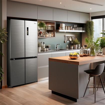 Imagem de Geladeira Frost Free 4P 474L Inverter Smart cor Inox Midea