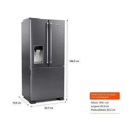 Imagem de Geladeira Frost Free Brastemp Gourmand Freench Door Água e Gelo na Portaa 515L Inox BRH86AR