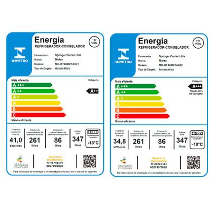Geladeira Frost Free Duplex 347L SmartSensor Cor Prata Midea Imagem de Geladeira Frost Free Duplex 347L SmartSensor Cor Prata Midea
