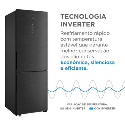 Imagem de Geladeira Frost Free Inverse 401L Inverter Preta Midea