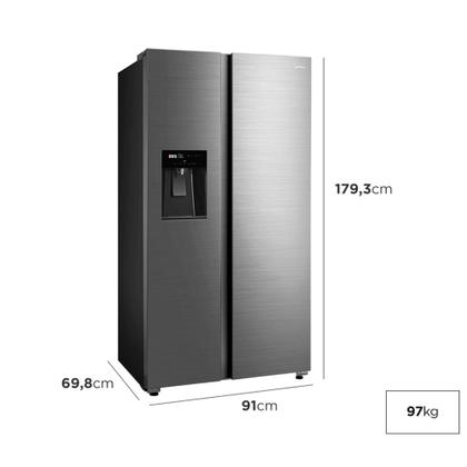 Imagem de Geladeira Frost Free Midea 570 Litros MDRS761MYD461 Side by Side Inverter Turbo Freezer Inox 110V