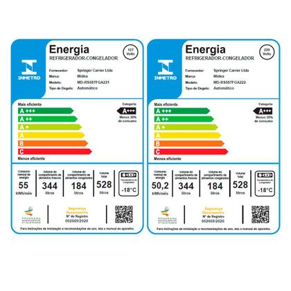 Geladeira Frost Free Preta Side by Side 528L Midea - Geladeira