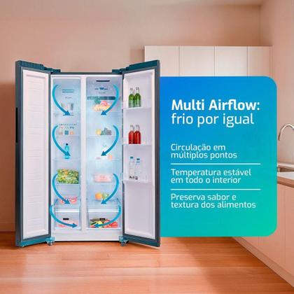 Imagem de Geladeira HQ Side By Side Frost Free Inverter 480L HQ-480SBSFFK Inox 110V