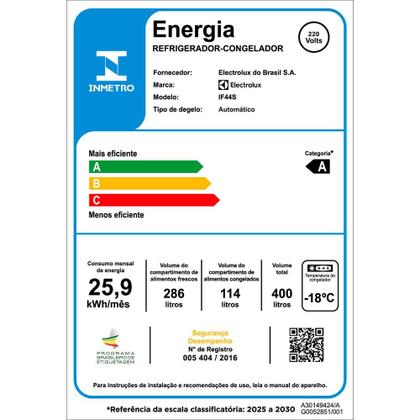Geladeira IF44S 400L Frost Free AutoSense Inverter Electrolux