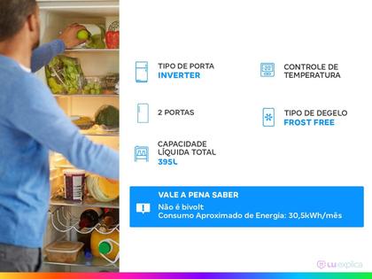 Imagem de Geladeira LG Frost Free Inverter 395L Duplex Cor Platinum Inox (GN-B392PQD)