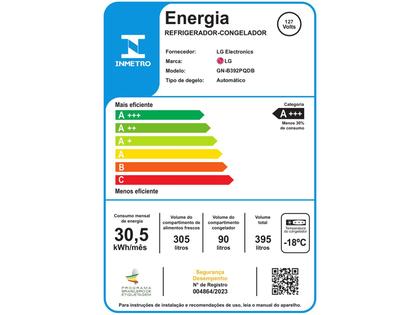 Imagem de Geladeira LG Frost Free Inverter 395L Duplex Cor Platinum Inox (GN-B392PQD)