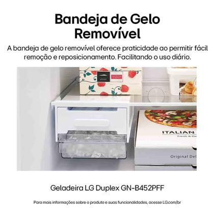 Imagem de Geladeira LG Frost Free Inverter 461L Duplex Inox Look - GN-B452PFF