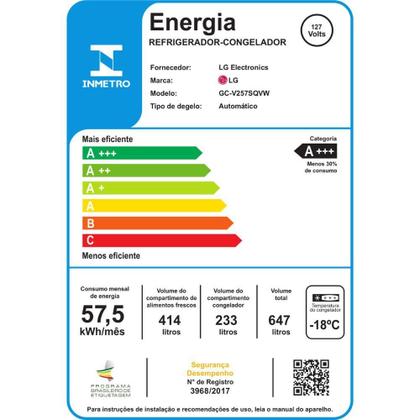 Imagem de Geladeira LG Frost Free Side by Side Inverter 647L InstaView GC-V257SQV F.F Preta