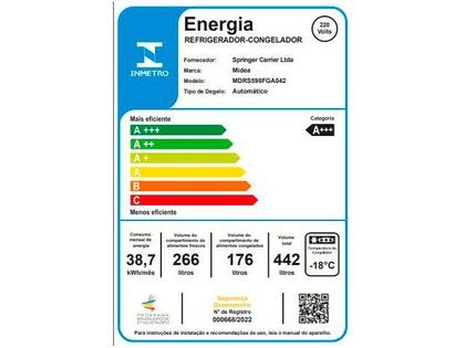 Imagem de Geladeira Midea 442L Side By Side Rs598Fga042 Inox 220V